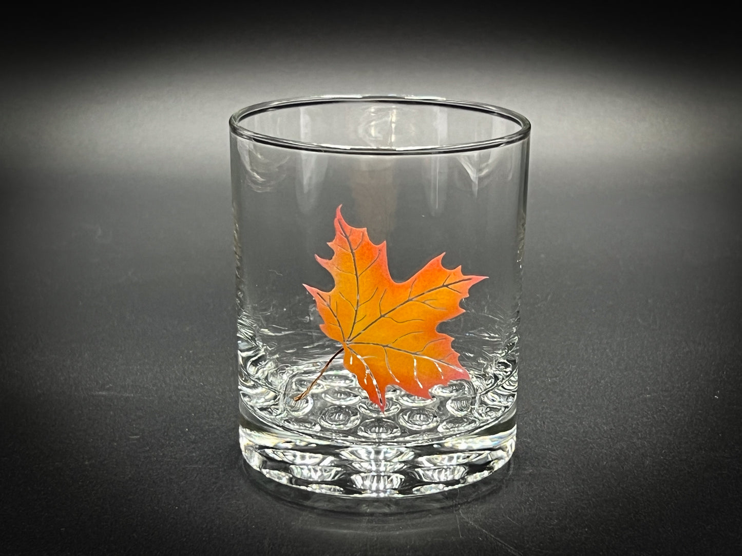 Fall maple leaf Engraved and Painted - 12.25 oz Double Rocks Glass