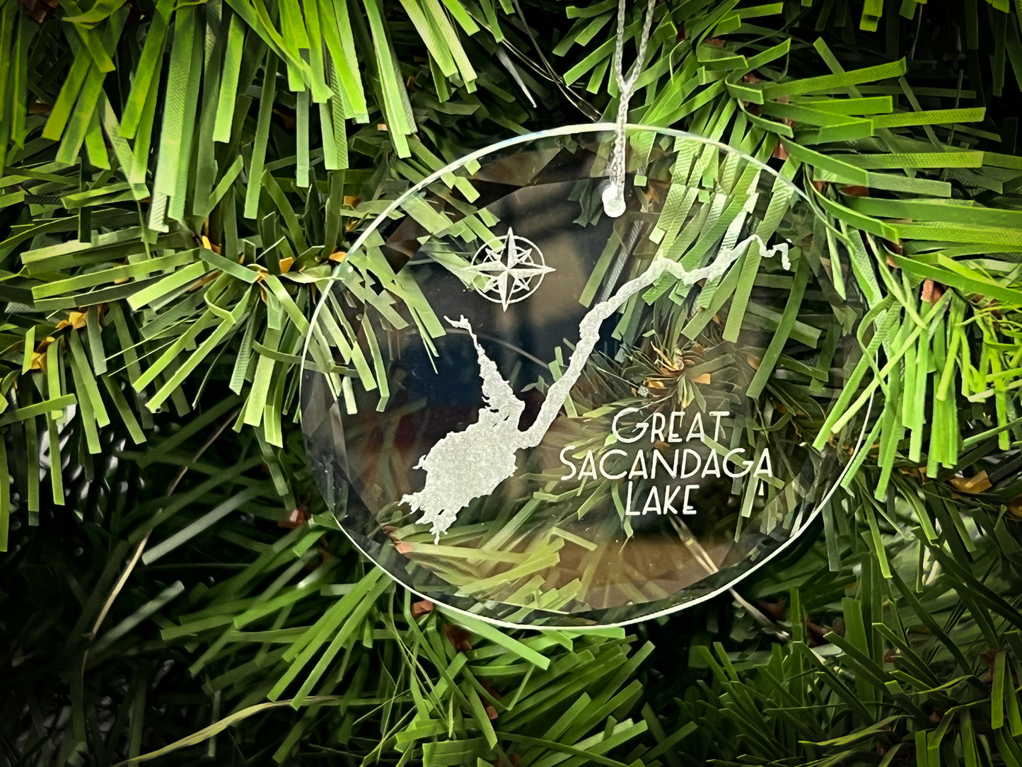 Great Sacandaga Lake New York Round Clear Glass Ornament