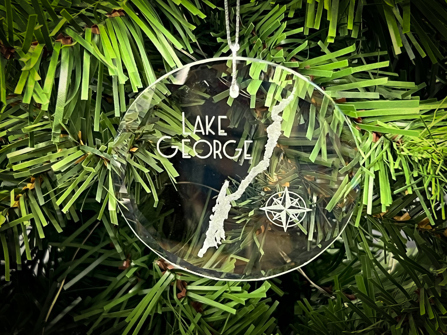 Lake George New York Round Clear Glass Ornament