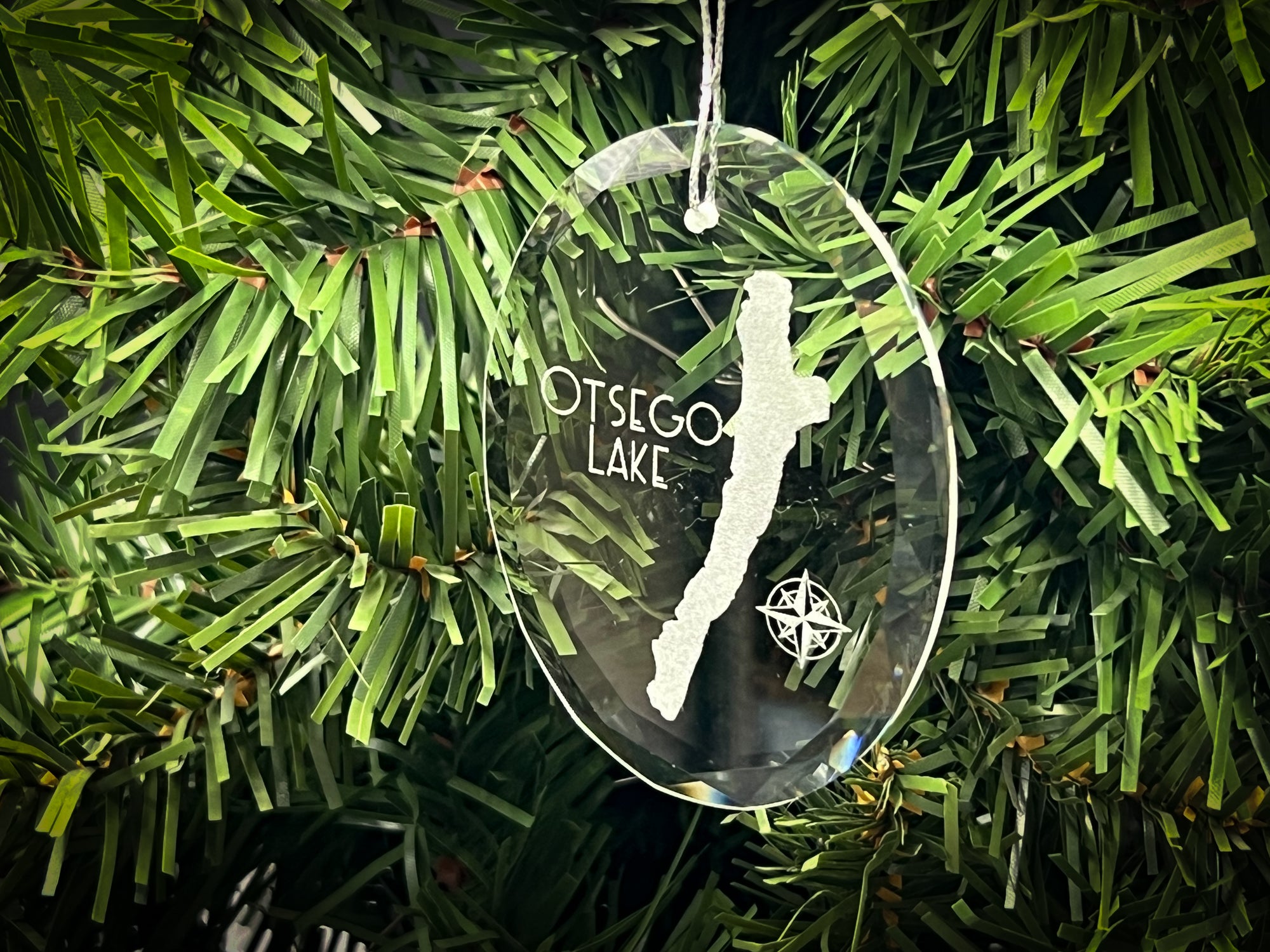 Otsego Lake New York Round Clear Glass Ornament