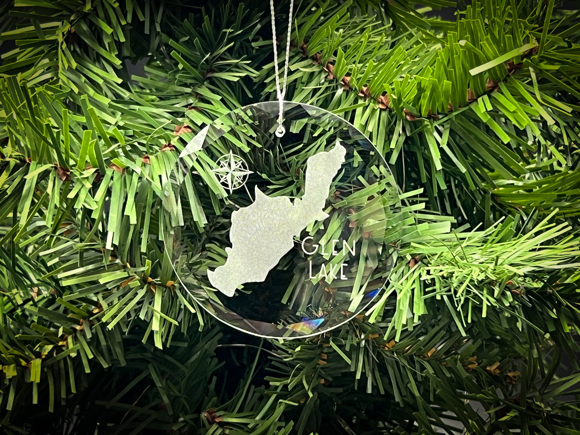 Glen Lake New York Round Clear Glass Ornament