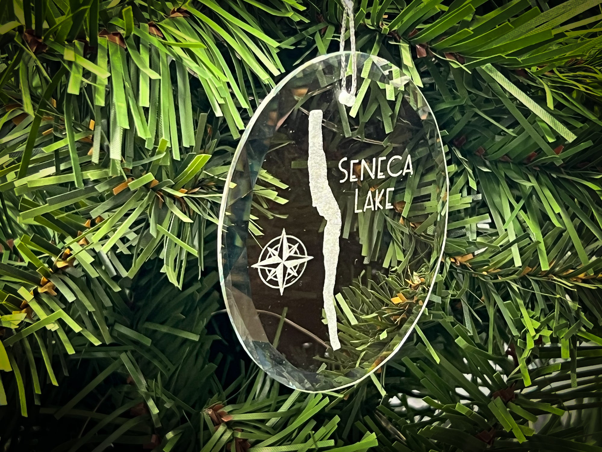 Seneca Lake New York Round Clear Glass Ornament