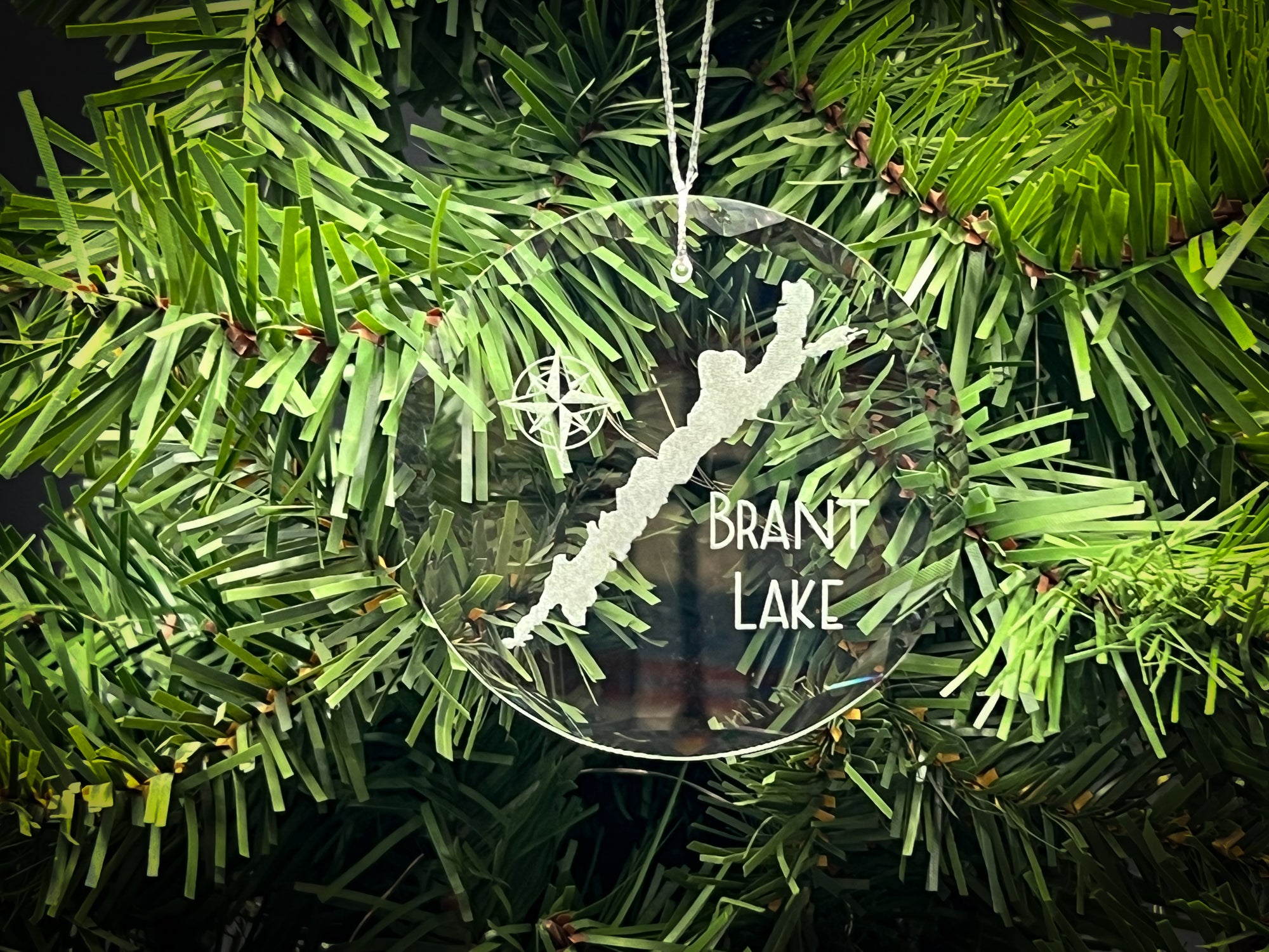 Brant Lake New York Round Clear Glass Ornament