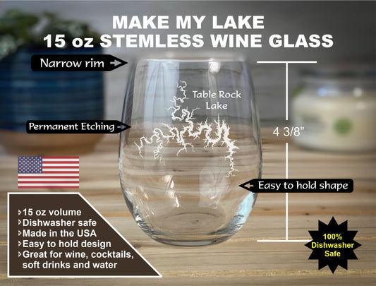 Make My Lake 15 oz Stemless Wine glass