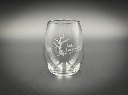 Lake Burton Georgia - 15 oz Stemless Wine Glass - Lake Life Gift