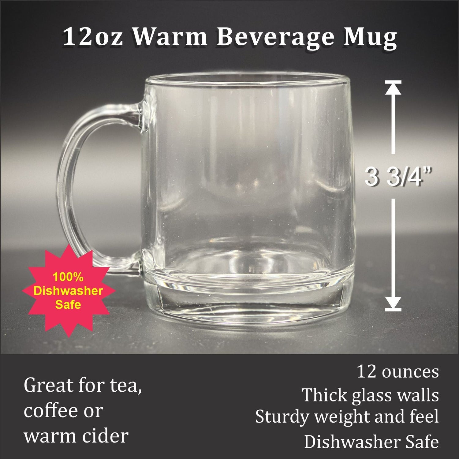12 oz Glass Coffee Mugs