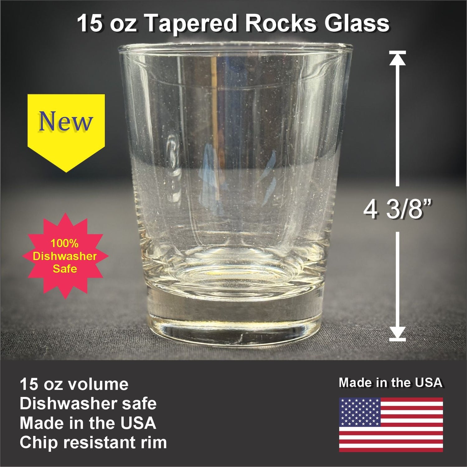 15 oz Tapered Rocks Glass