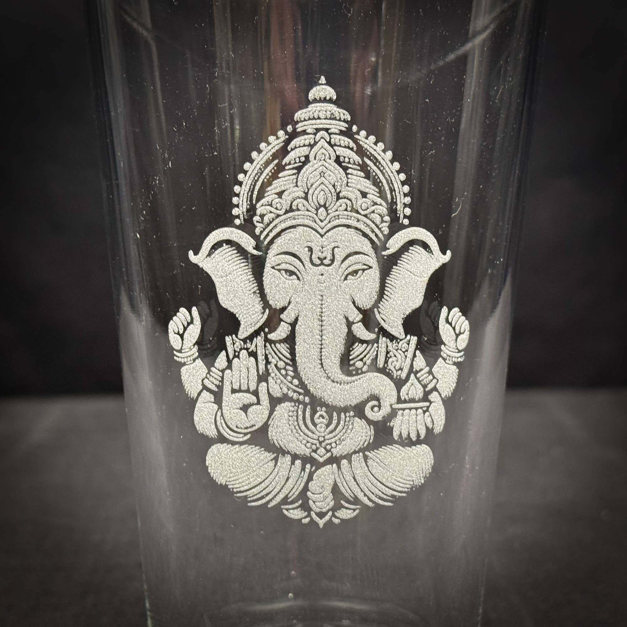 Ganesha Engraved Pint Glass - Durable Tempered Glass