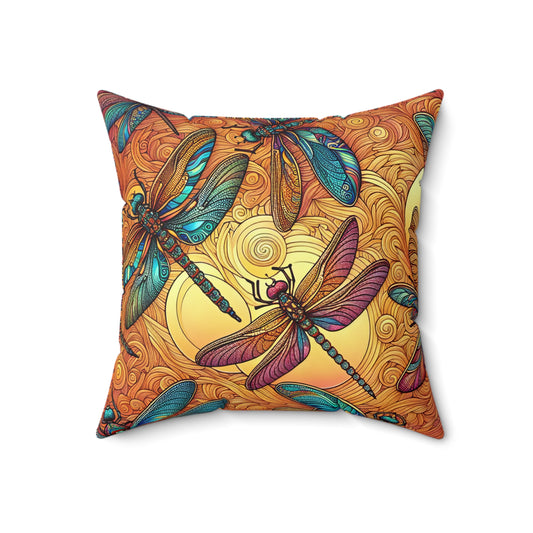 Dragonflies Spun Polyester Square Pillow