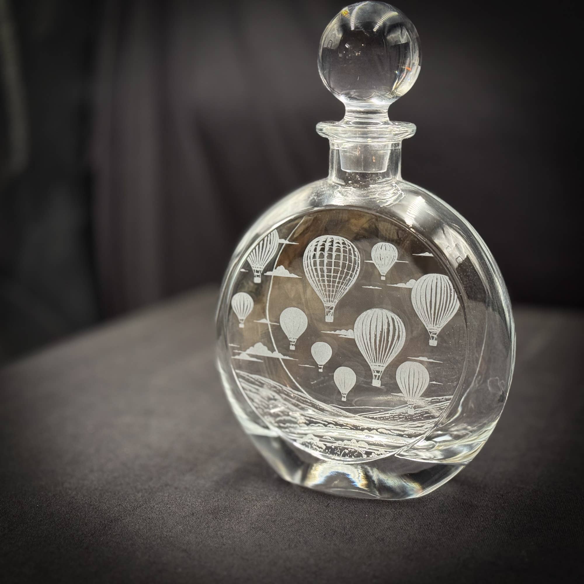 Hot Air Balloons  - 750mL Flat Round Glass Decanter