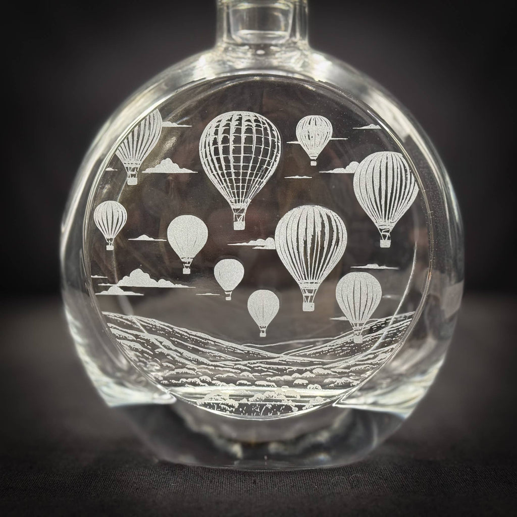 Hot Air Balloons  - 750mL Flat Round Glass Decanter