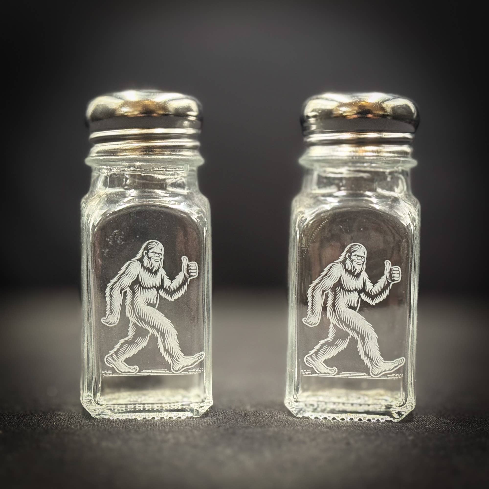 Salt and Pepper Shaker set with our Bigfoot Thumbs Up design