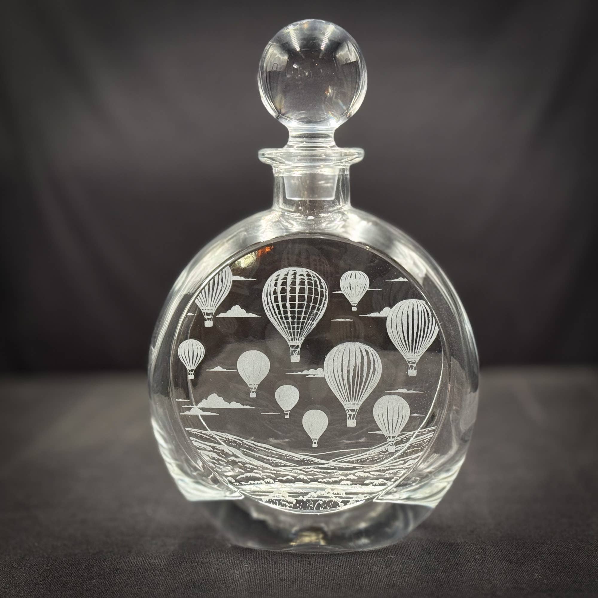 Hot Air Balloons  - 750mL Flat Round Glass Decanter