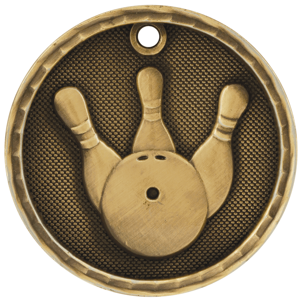 Antique Gold 2" 3D Bowling Medal