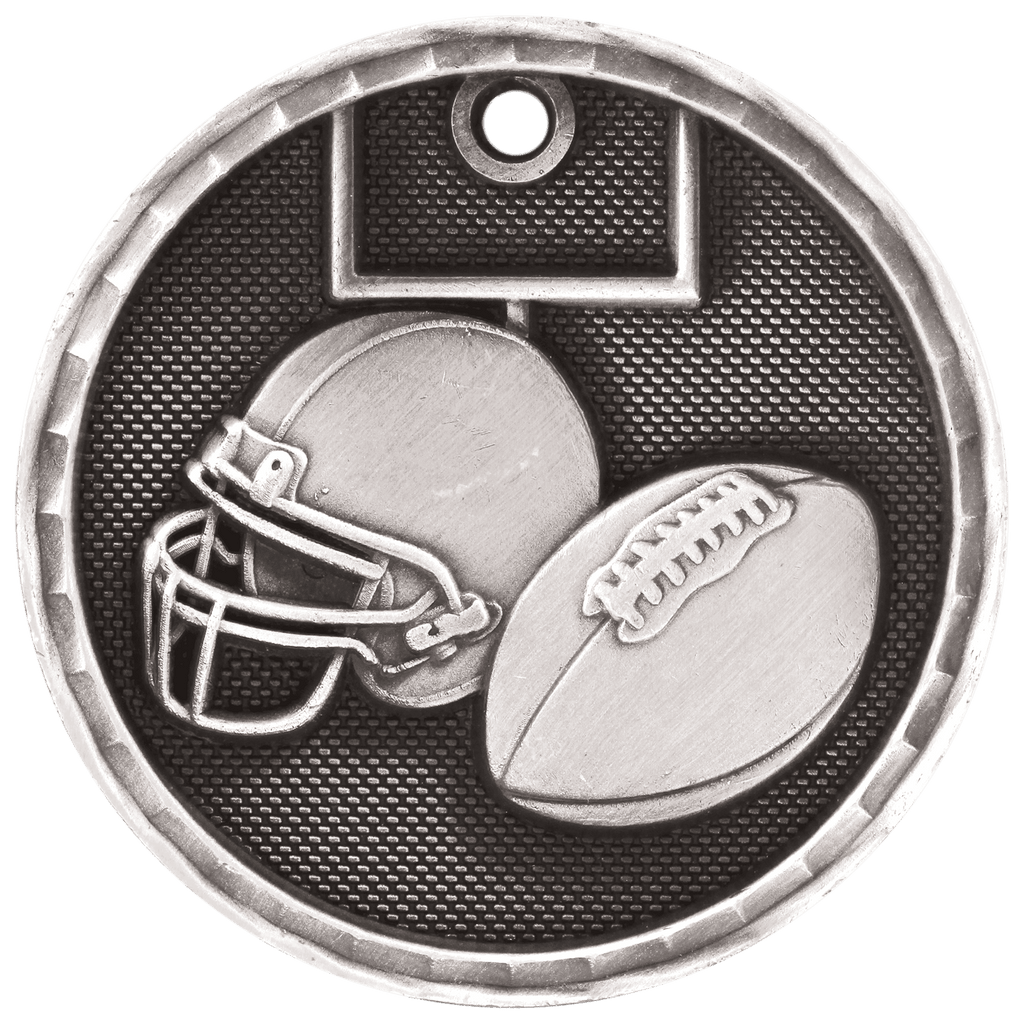 Antique Silver 2" 3D Football Medal