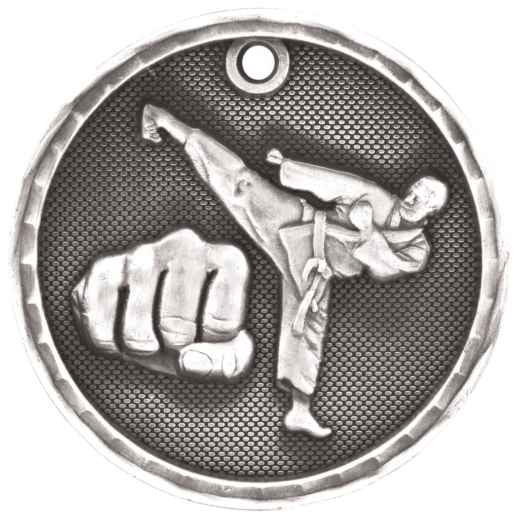 Antique Silver 2" 3D Martial Arts Medal
