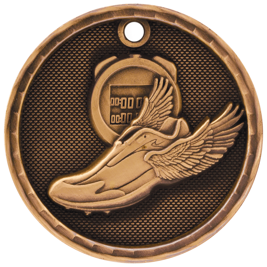 Antique Bronze 2" 3D Track Medal