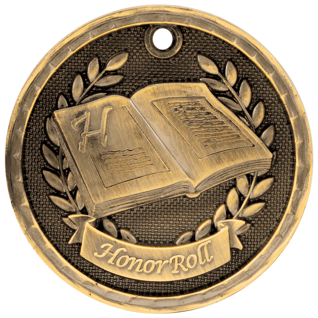 Antique Gold 2" 3D Honor Roll Medal