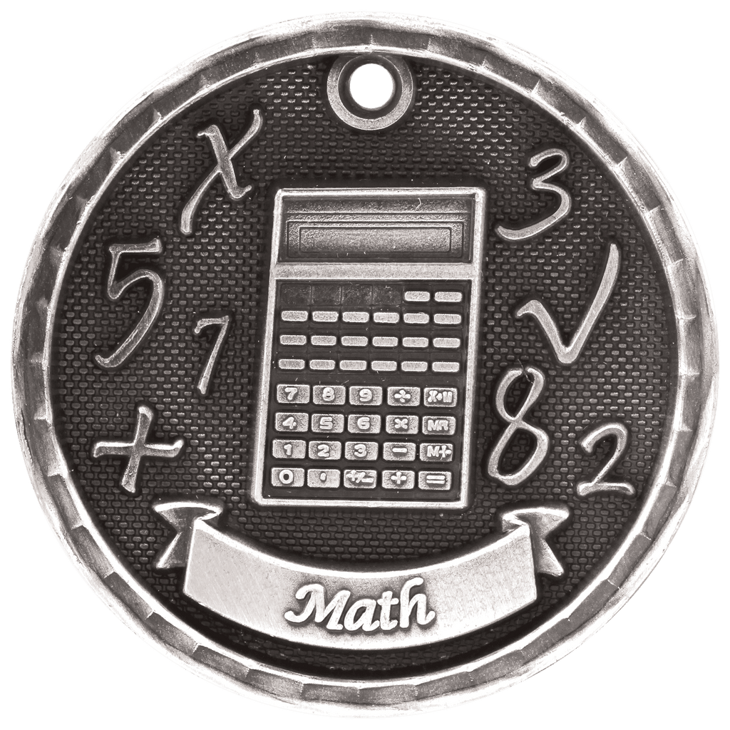 Antique Silver 2" 3D Math Medal