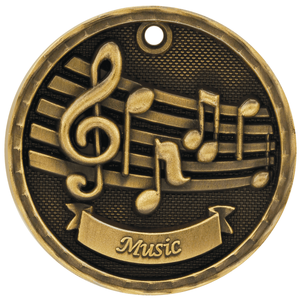 Antique Gold 2" 3D Music Medal