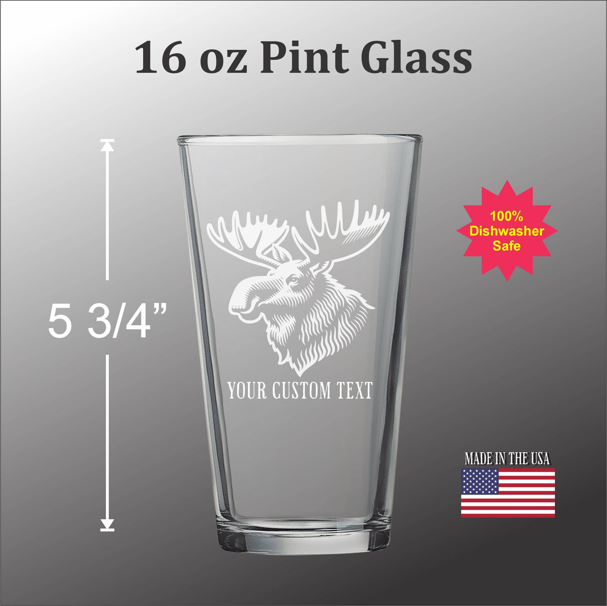 Moose Head - Custom Engraved Pint glass
