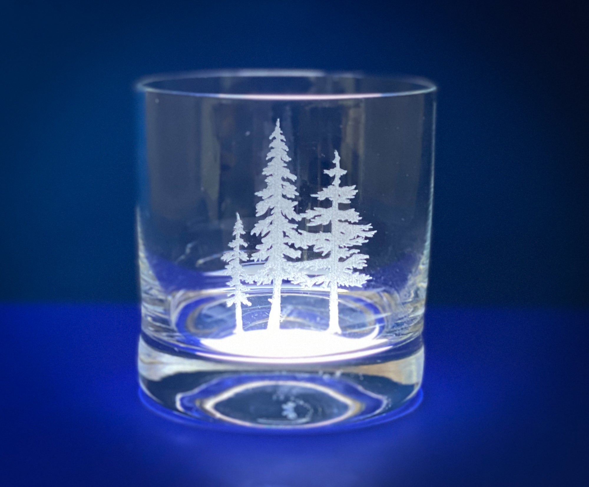 3 Trees Whiskey Rocks Glass (10.5oz, Laser Etched, Dishwasher Safe)