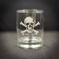 Skull and Crossbones Etched 14 oz Double Rocks