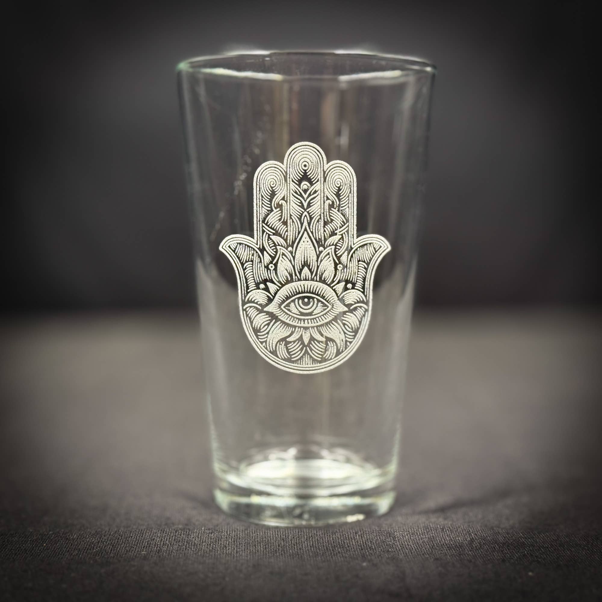 Hamsa hand Engraved Pint Glass - Durable Tempered Glass