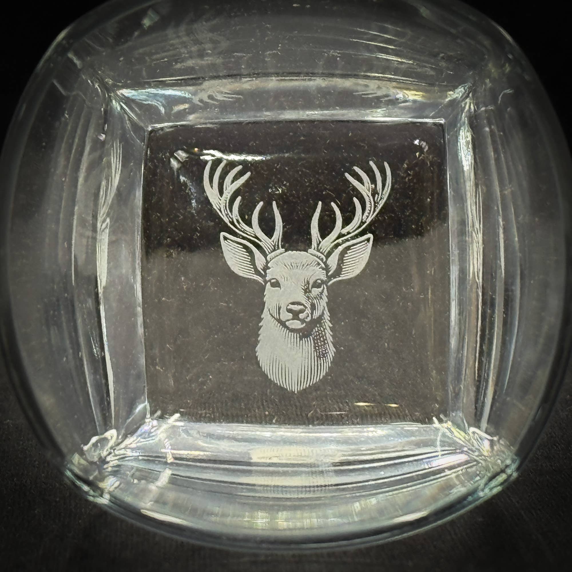 Stag - Bottom Etched 10 oz Square Rocks Glass
