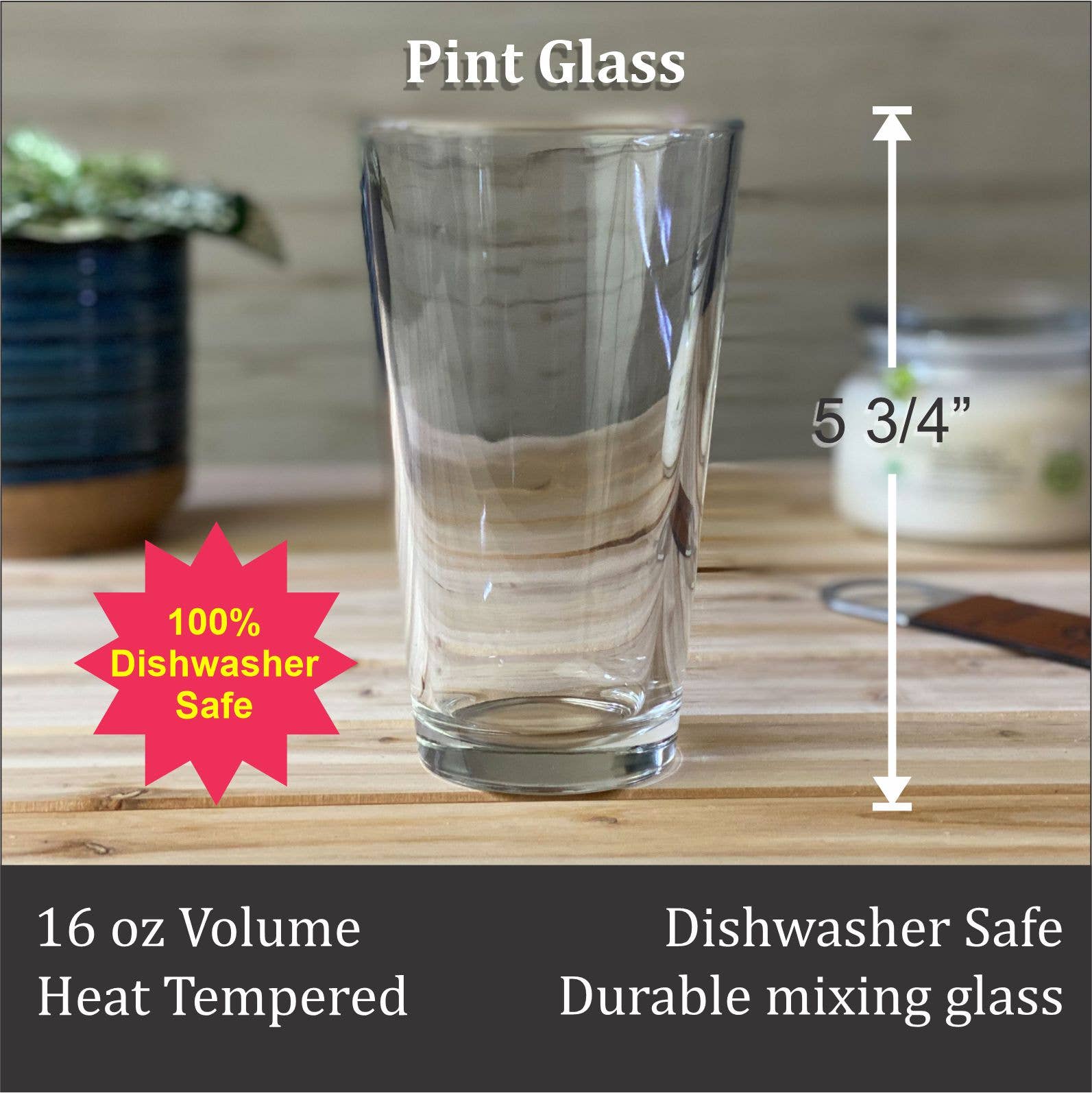 Skull Engraved Pint Glass - Durable Tempered Glass