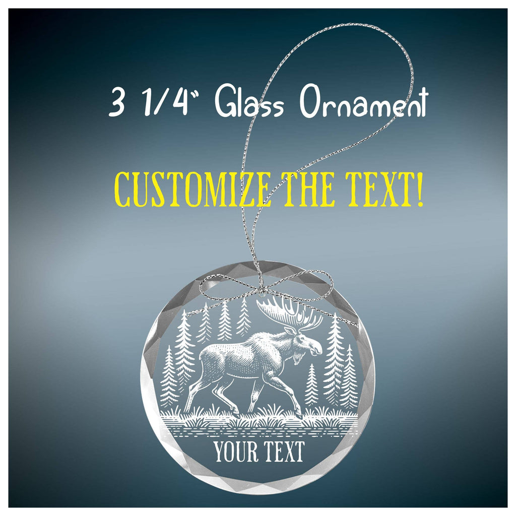 Moose in a Forest - Clear Glass Ornament