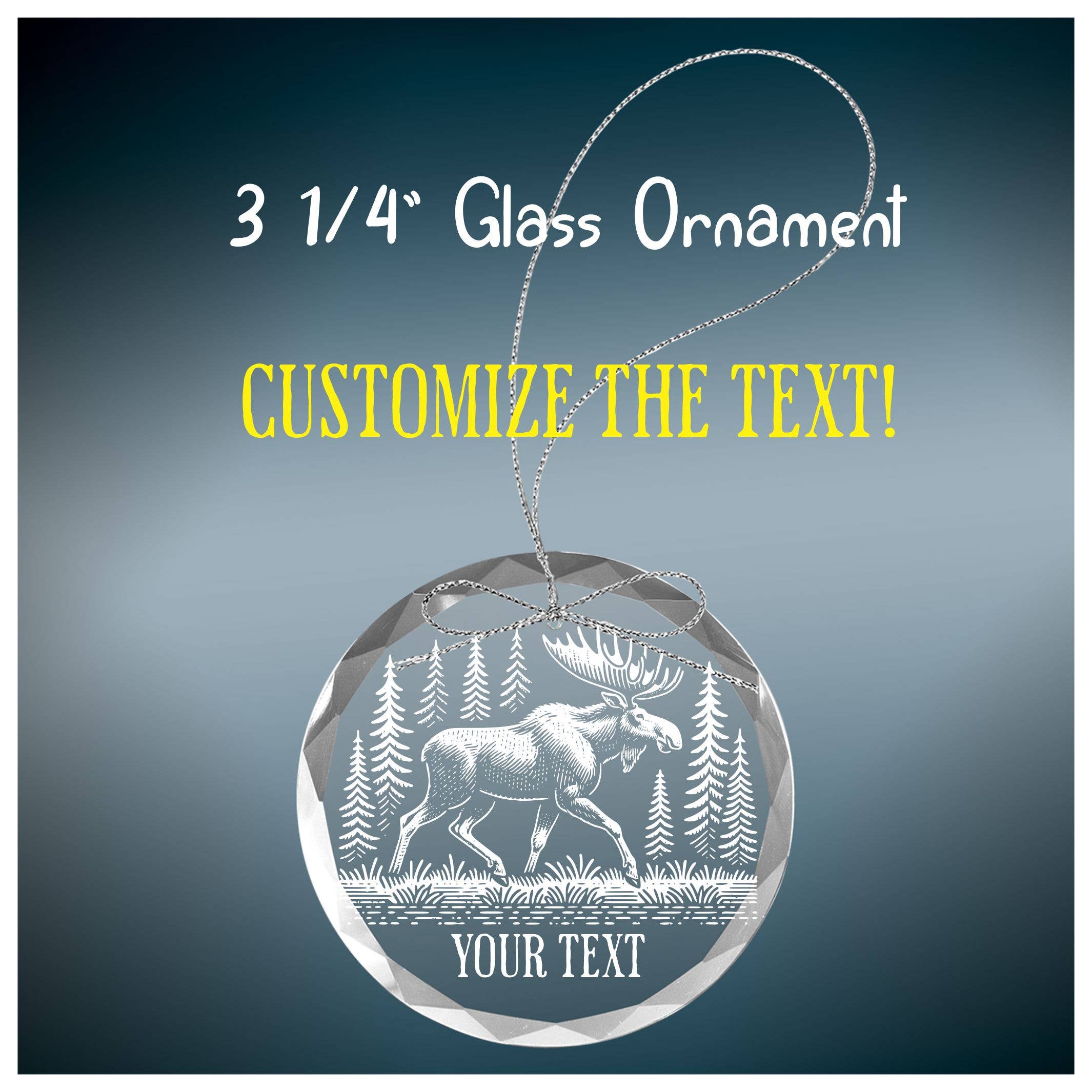 Moose in a Forest - Clear Glass Ornament