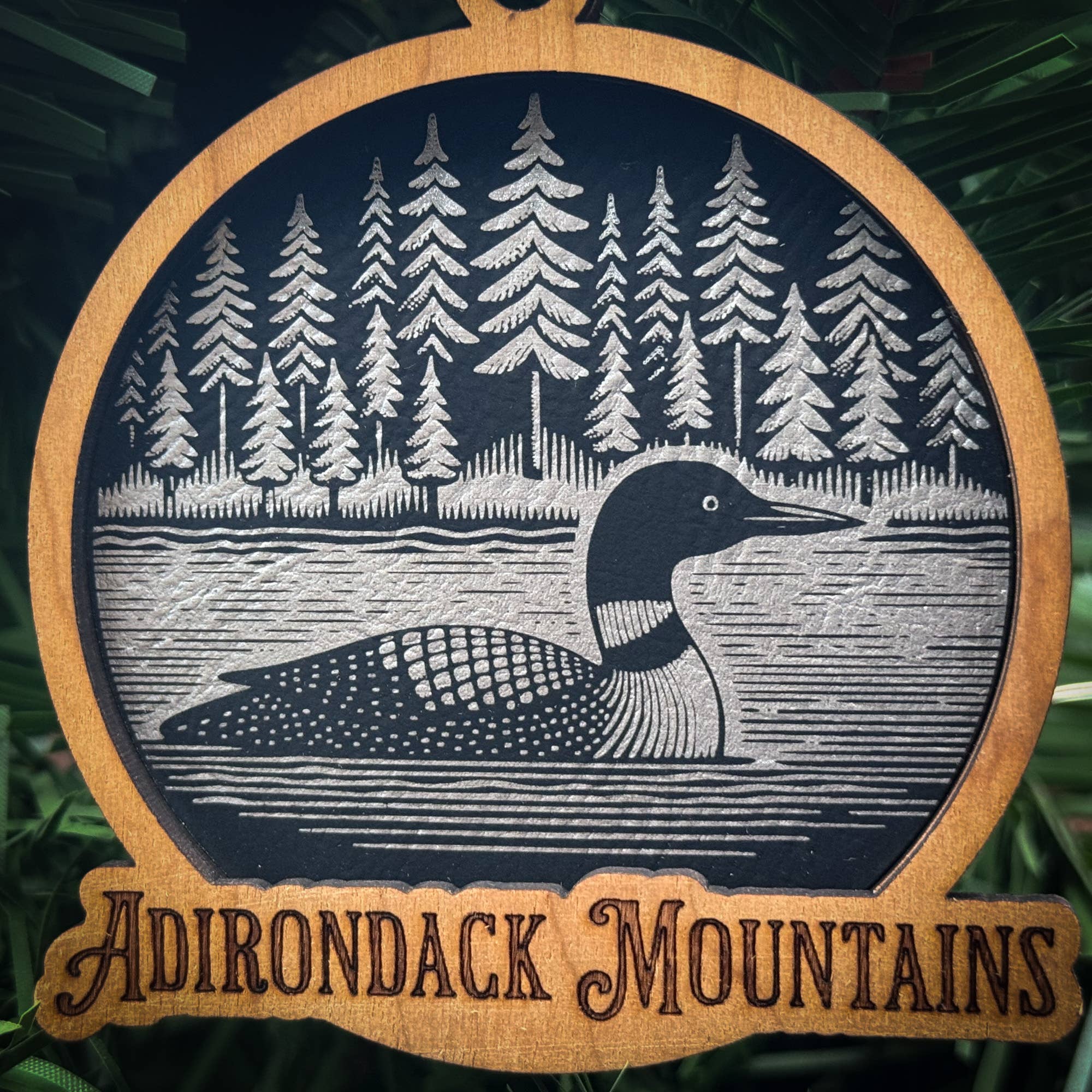 Loon on a Lake Wood Ornament 3 Layered