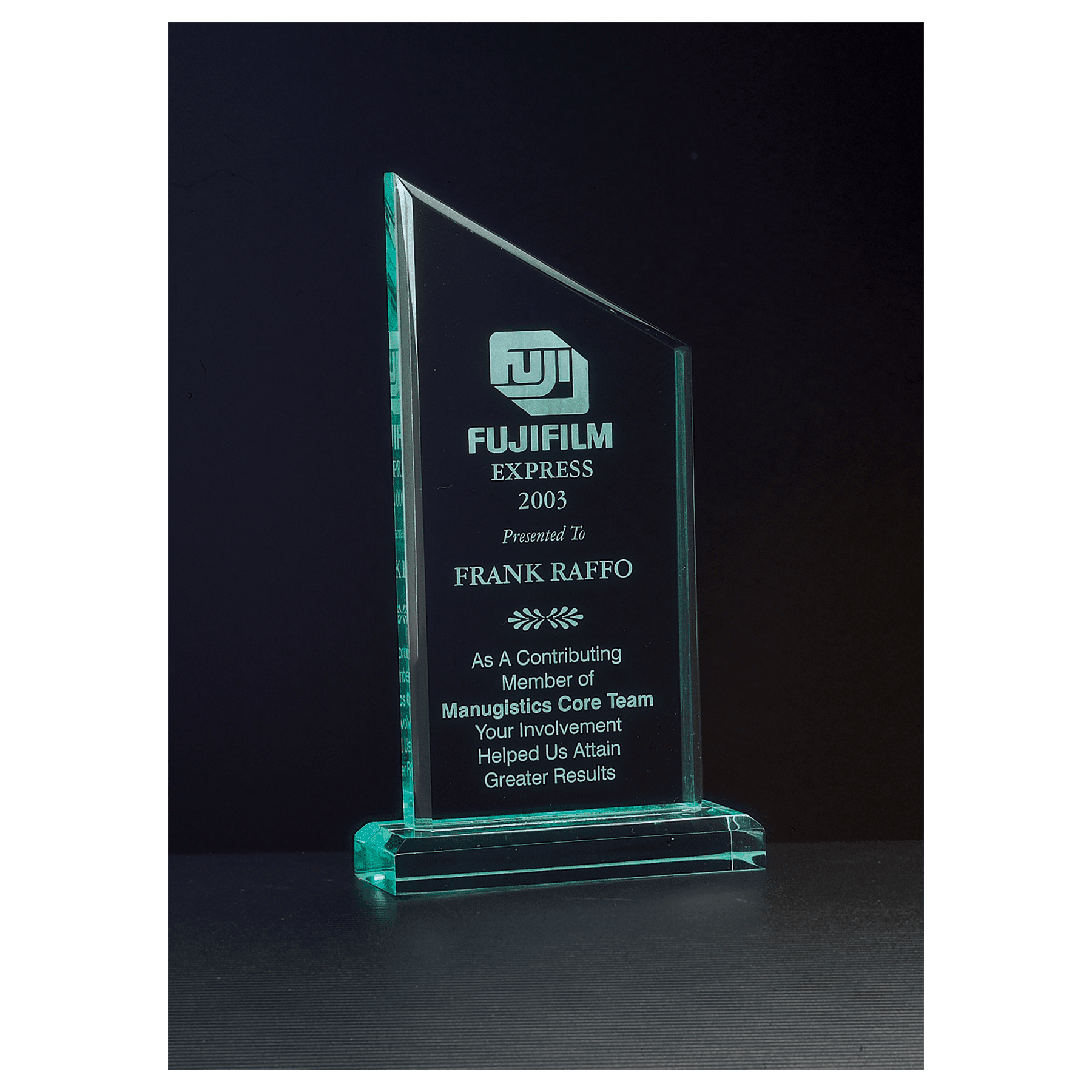 4 3/4" x 6 3/4" Zenith Series Jade Acrylic Award
