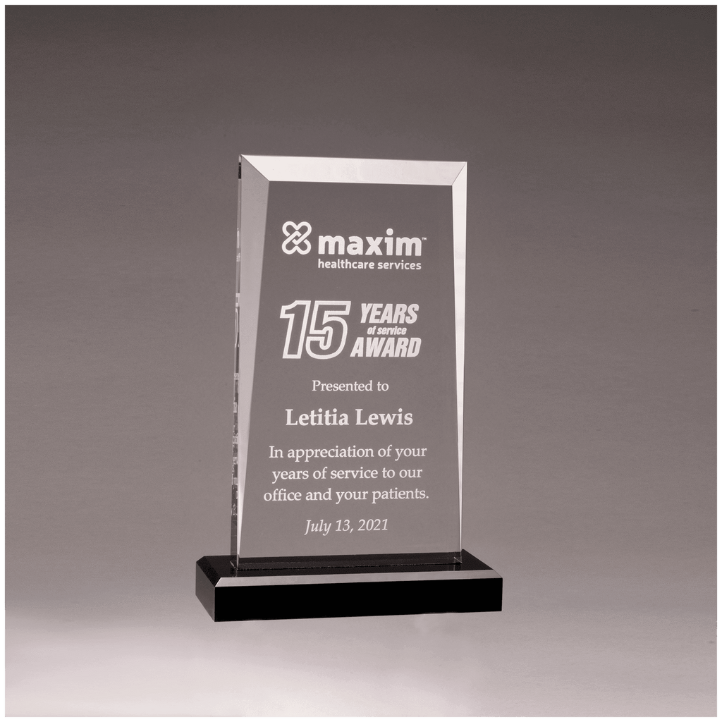 Clear Acrylic Award with Black 5" x 7 3/4" Apex Series Base