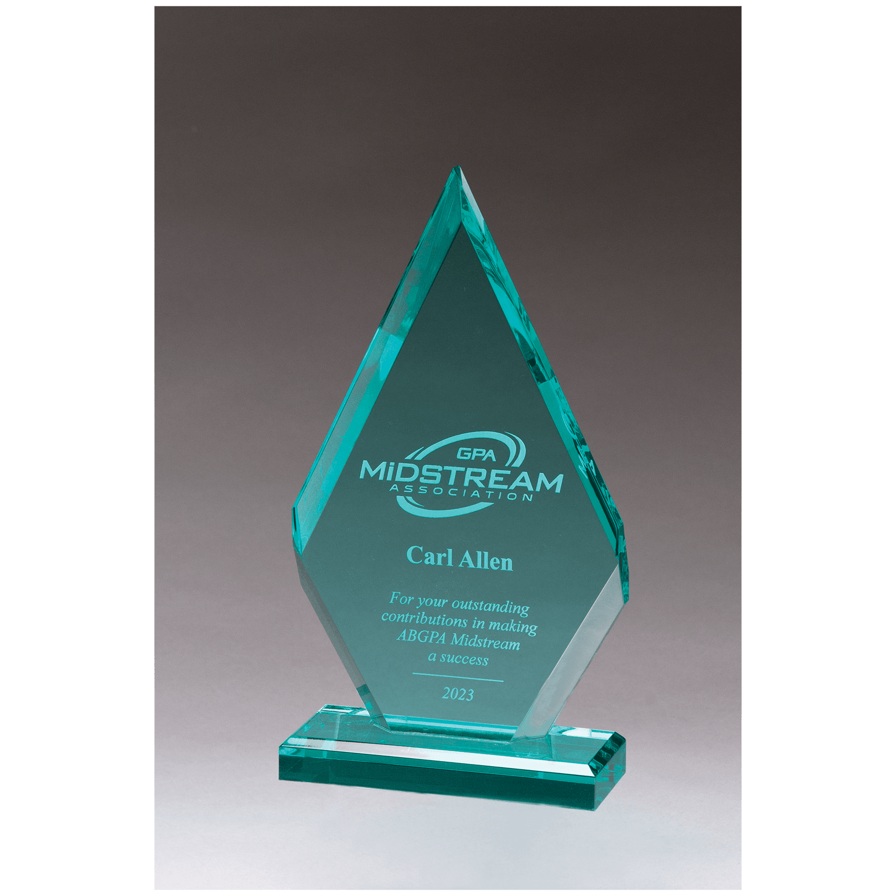 4 1/2" x 8 1/2" Flame Series Beveled Jade Acrylic Award