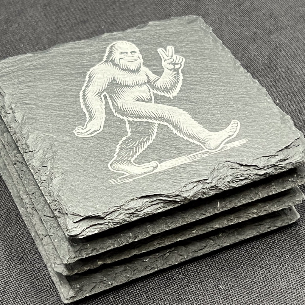 Bigfoot Peace Peace Out! - 4" Square Slate Coaster