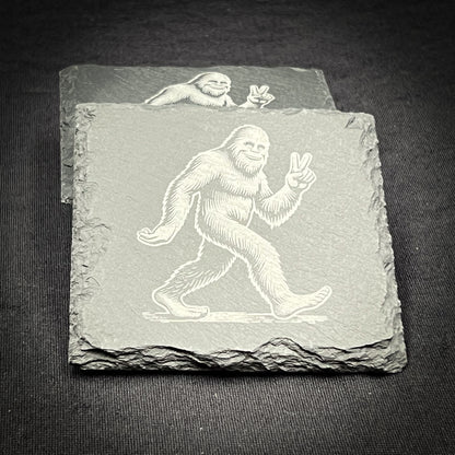 Bigfoot Peace - 4" Square Slate Coaster