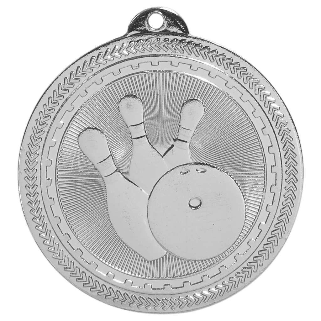 Bright Silver 2" Bowling Laserable BriteLazer Medal