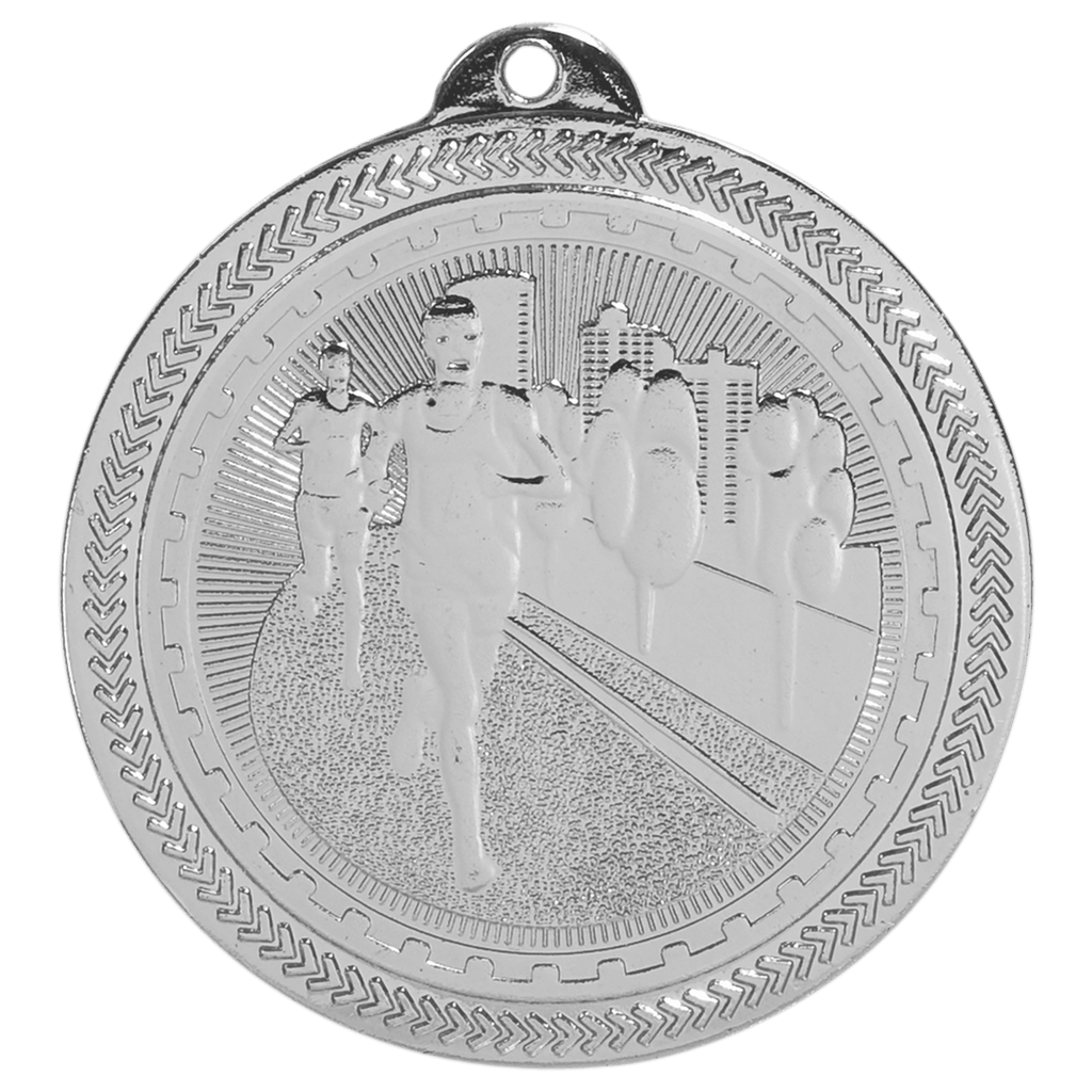 Bright Silver 2" Cross Country Laserable BriteLazer Medal