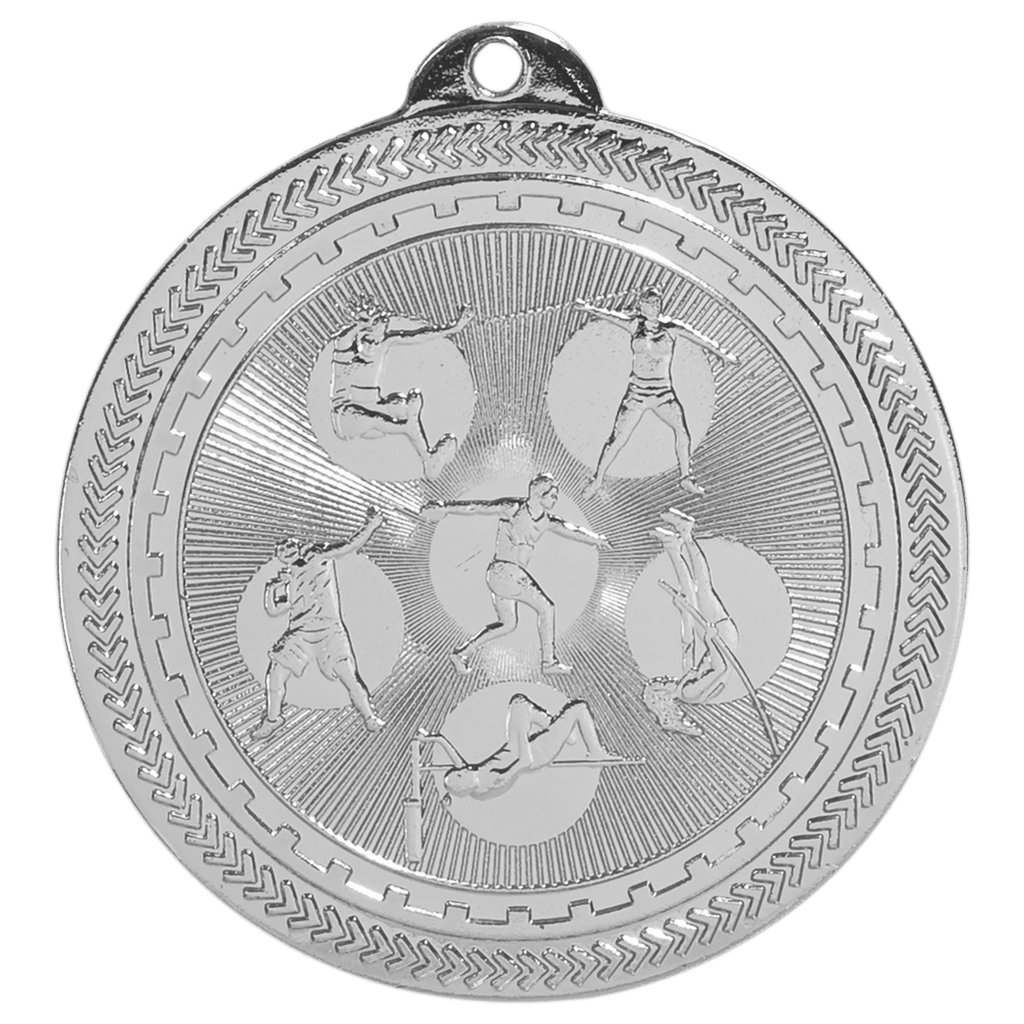 Bright Silver 2" Field Events Laserable BriteLazer Medal
