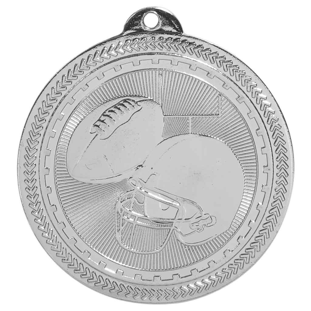 Bright Silver 2" Football Laserable BriteLazer Medal