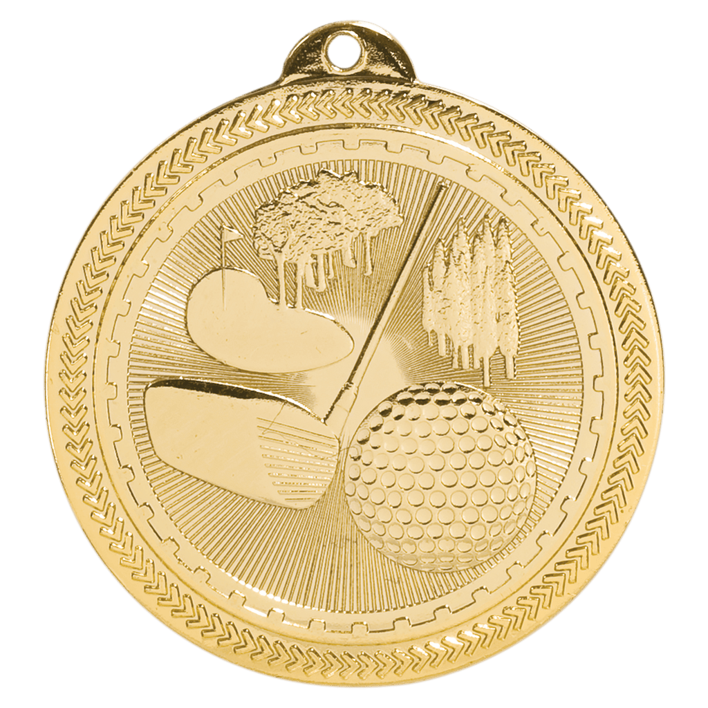 Bright Gold 2" Golf Laserable BriteLazer Medal