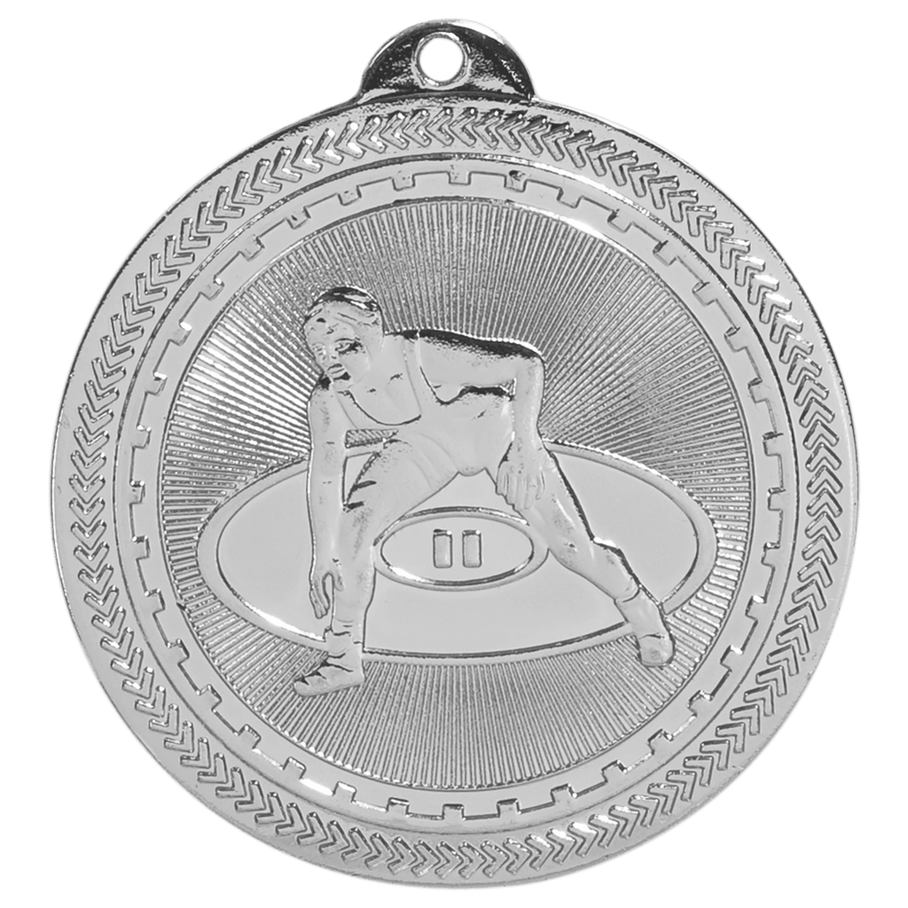 Bright Silver 2" Wrestling Laserable BriteLazer Medal