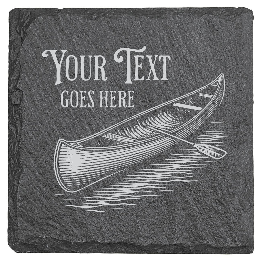 Canoe Personalized - Slate Coaster