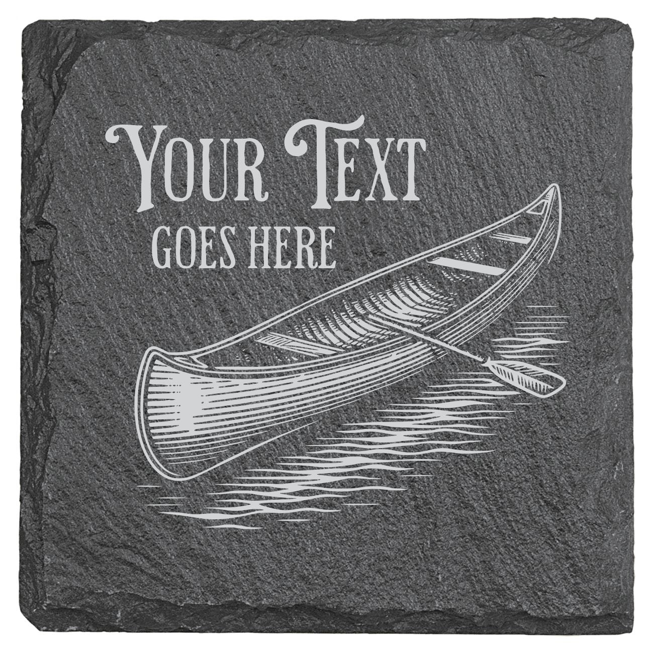 Canoe Personalized - Slate Coaster