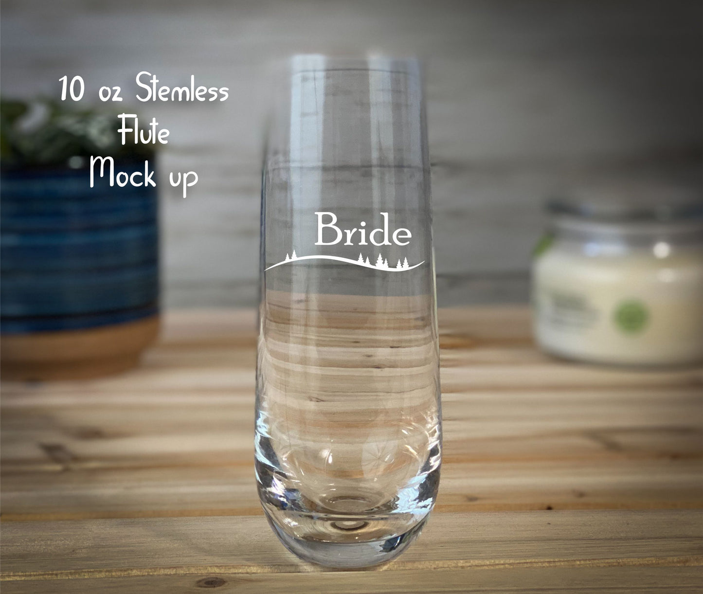 Bride and Groom Set  10 oz Stemless Flute