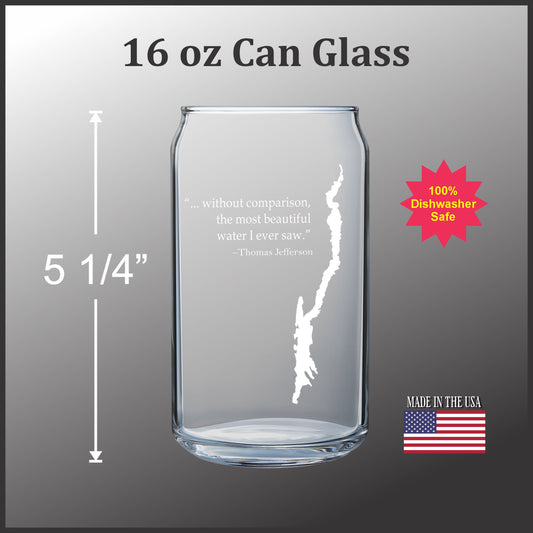 Lake George with Quote -  16 oz Can Glass