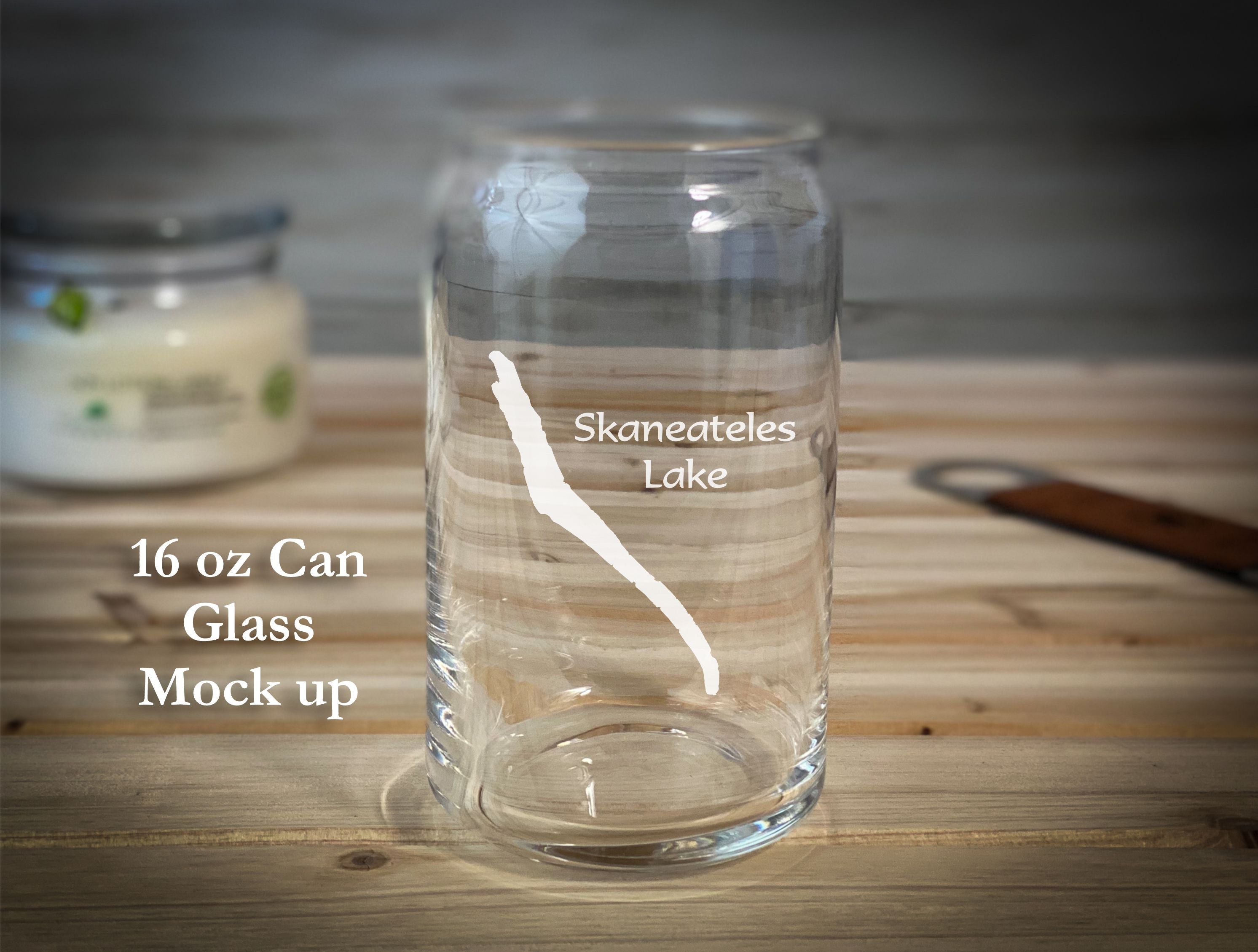 16 Oz Can Glass - Skaneateles Lake New York | Laser Etched, Dishwasher Safe Glassware