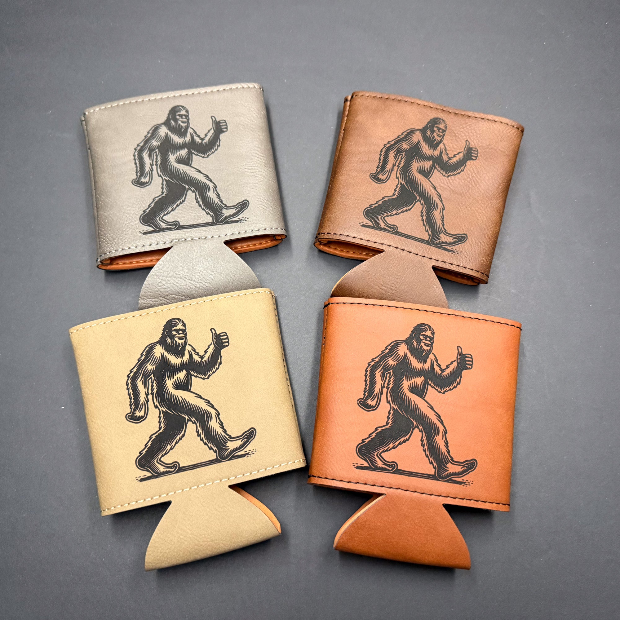 Bigfoot Thumbs Up 3 3/4" Leatherette Beverage Holder